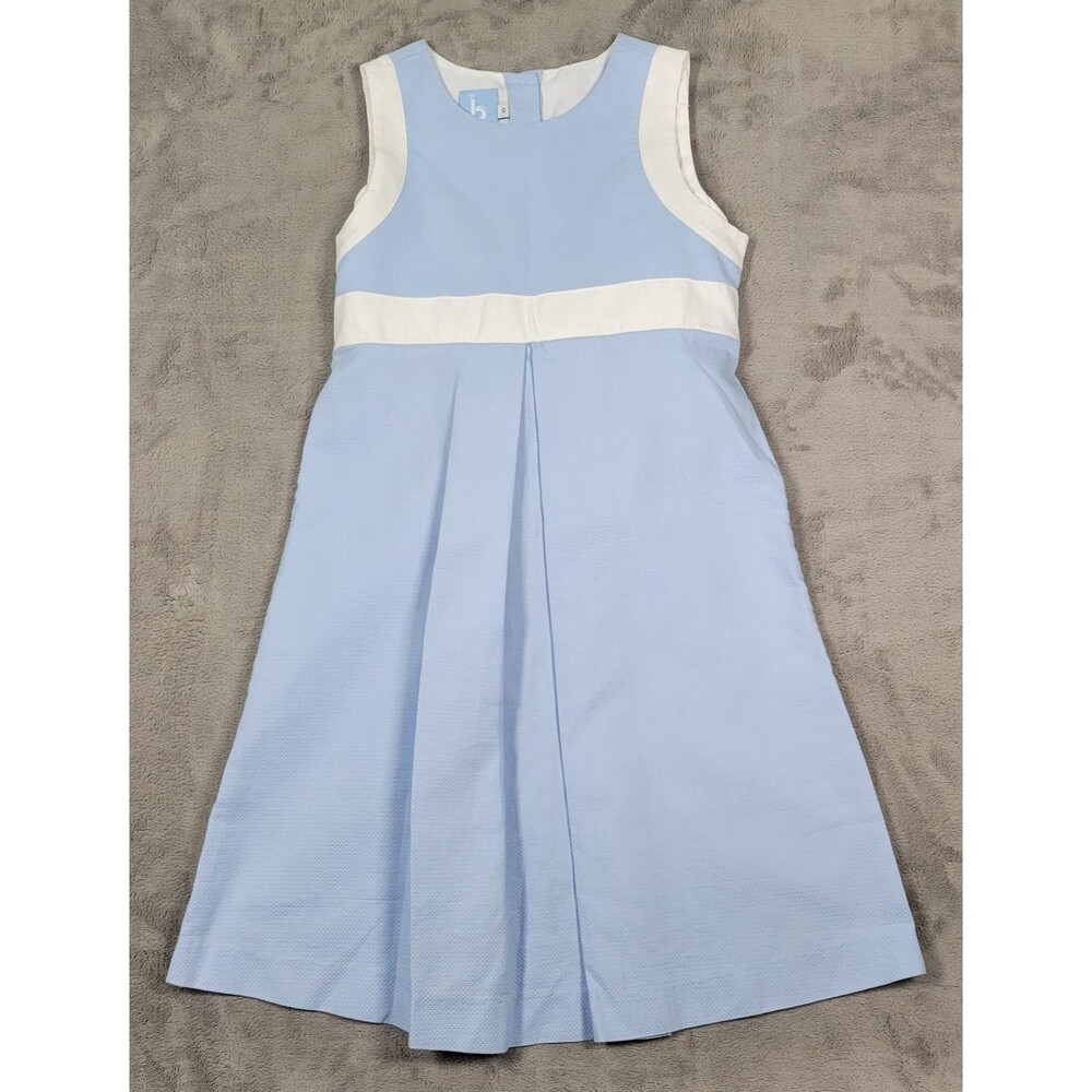 Bella Bliss Girls Youth Dress Size 10 Blue White Sleeveless Waist Sash Easter